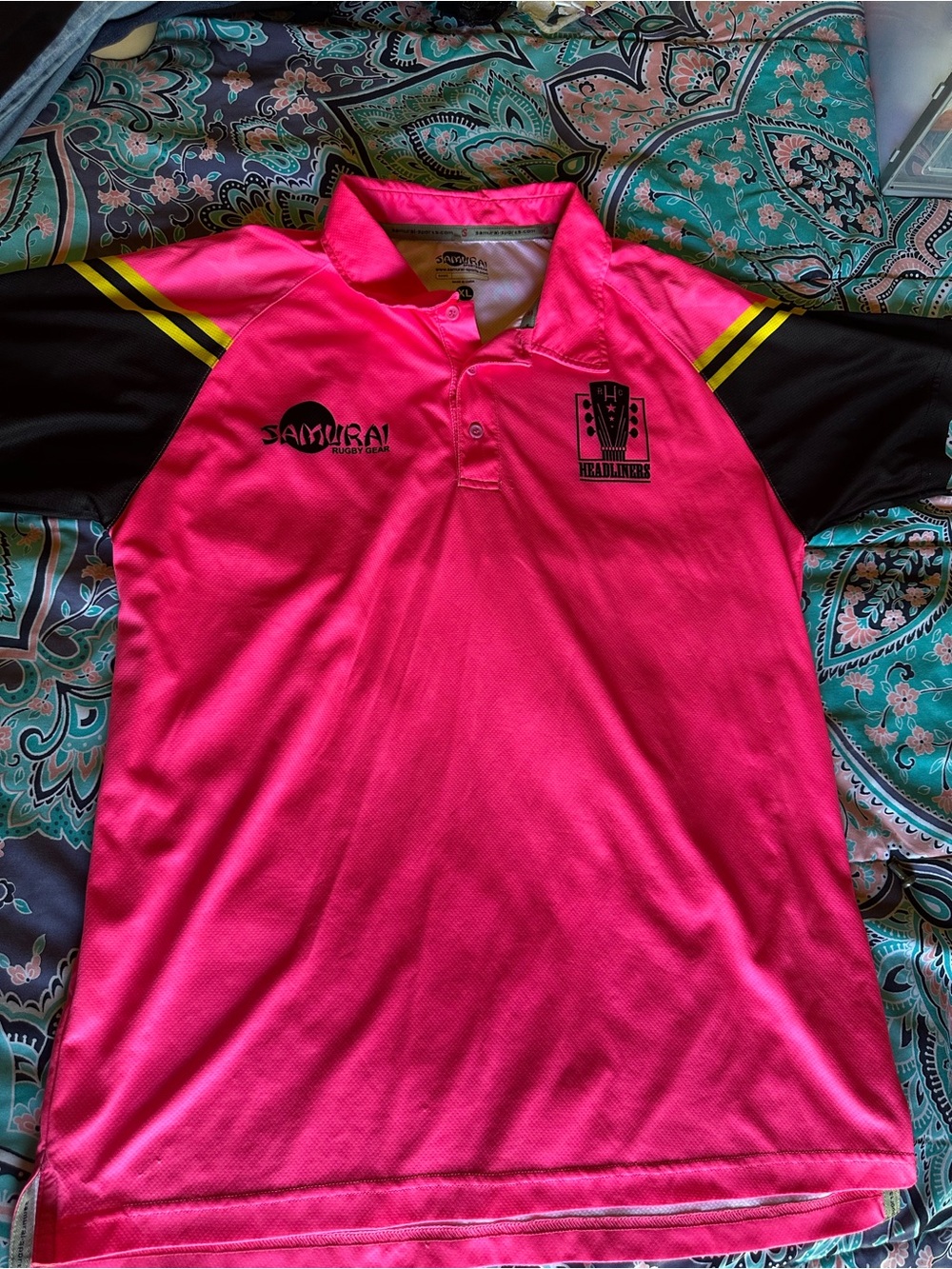 Men's Hot Pink & Black Polo Jersey